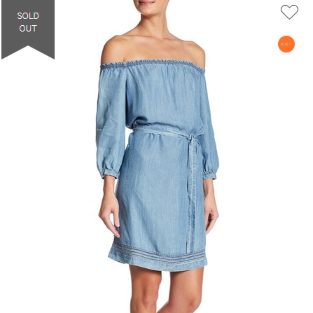 [PAIGE] Off-The-Shoulder Light Blue Dress …